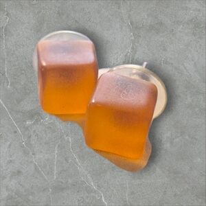 Vintage Orange Cube Stud Earrings